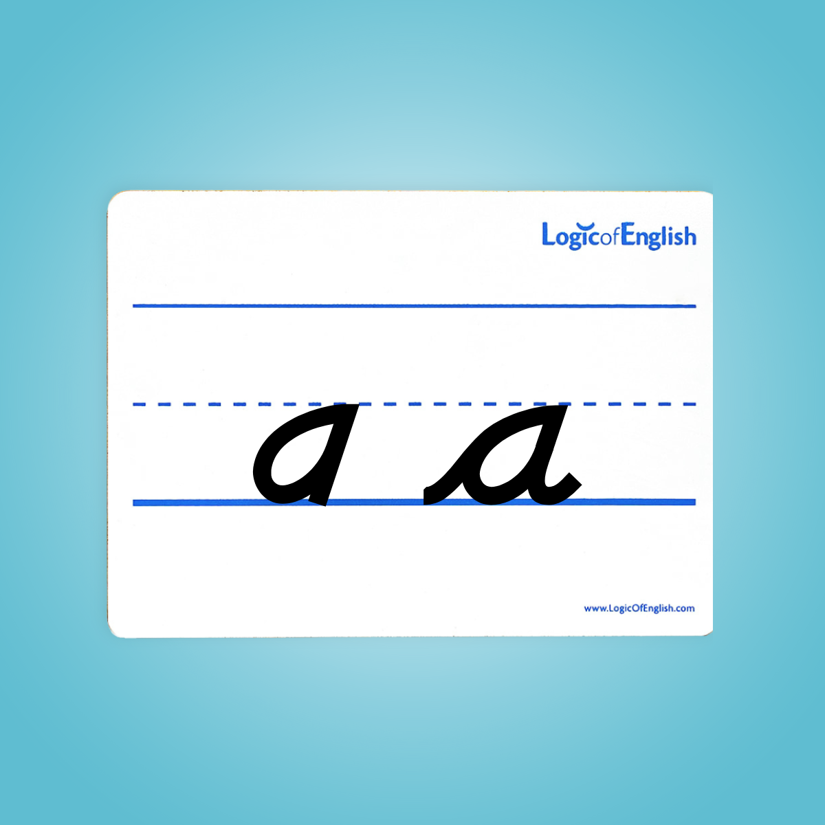 cursive A and manuscript A on whiteboard