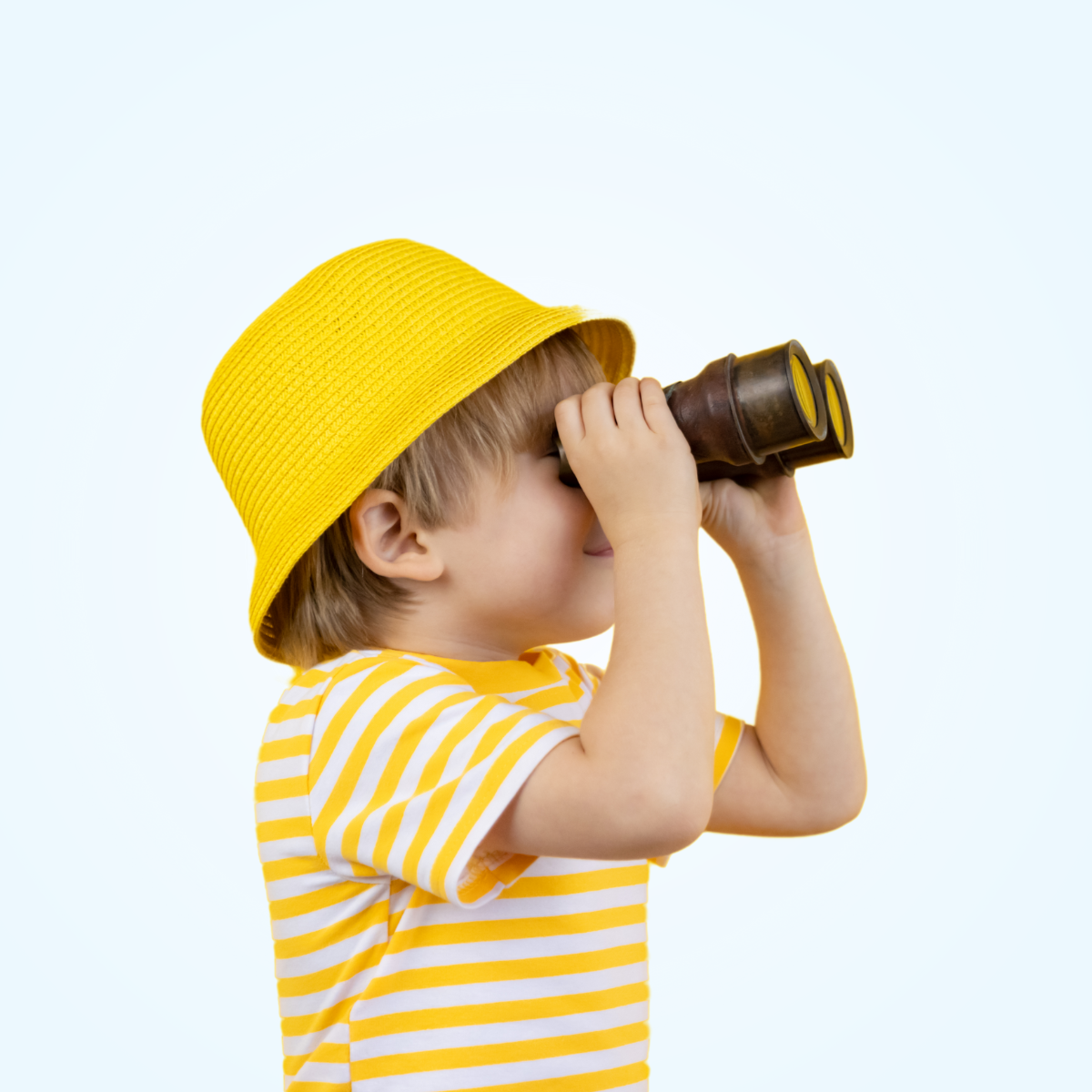 child with binoculars