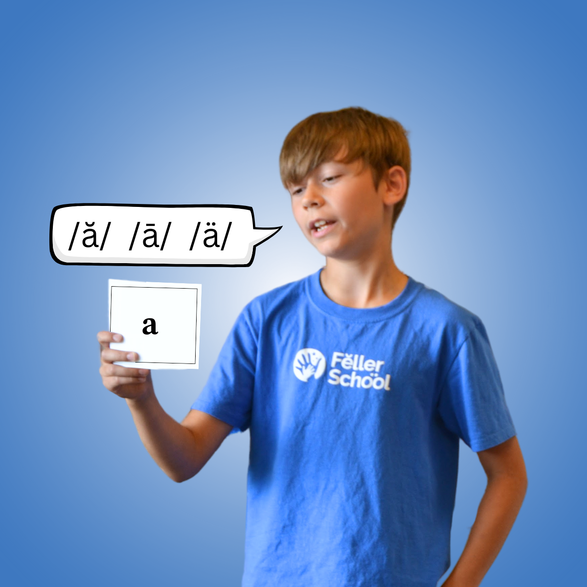 student practicing phonograms with flashcards