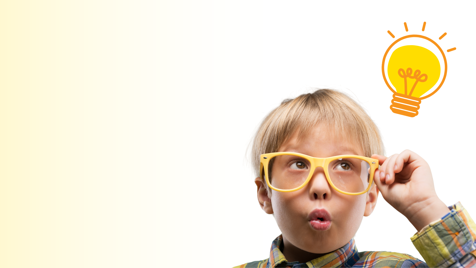 boy looking at lightbulb image