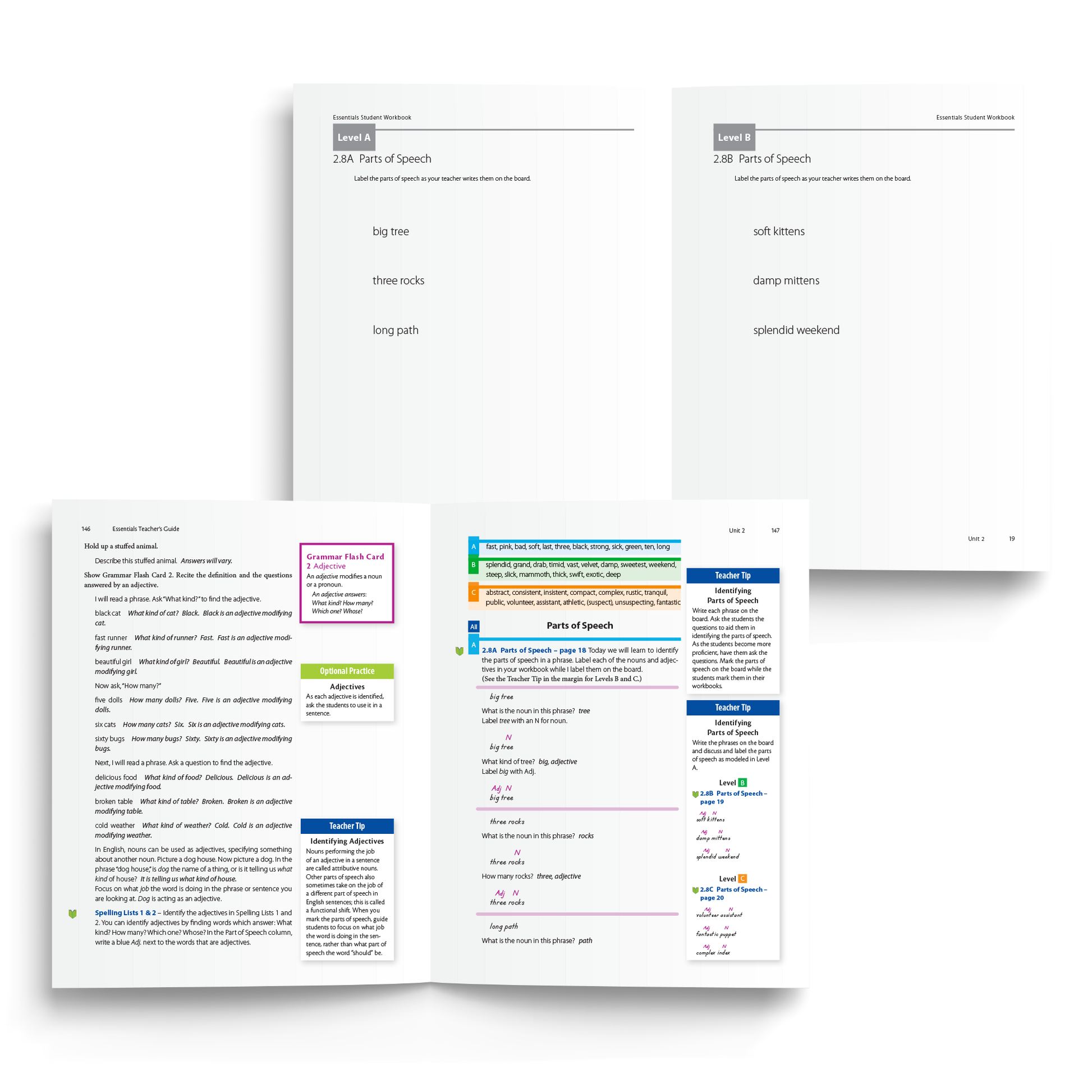 Sample of Teacher's Guide and Student Workbook for Essentials Units 1-7 - Parts of Speech