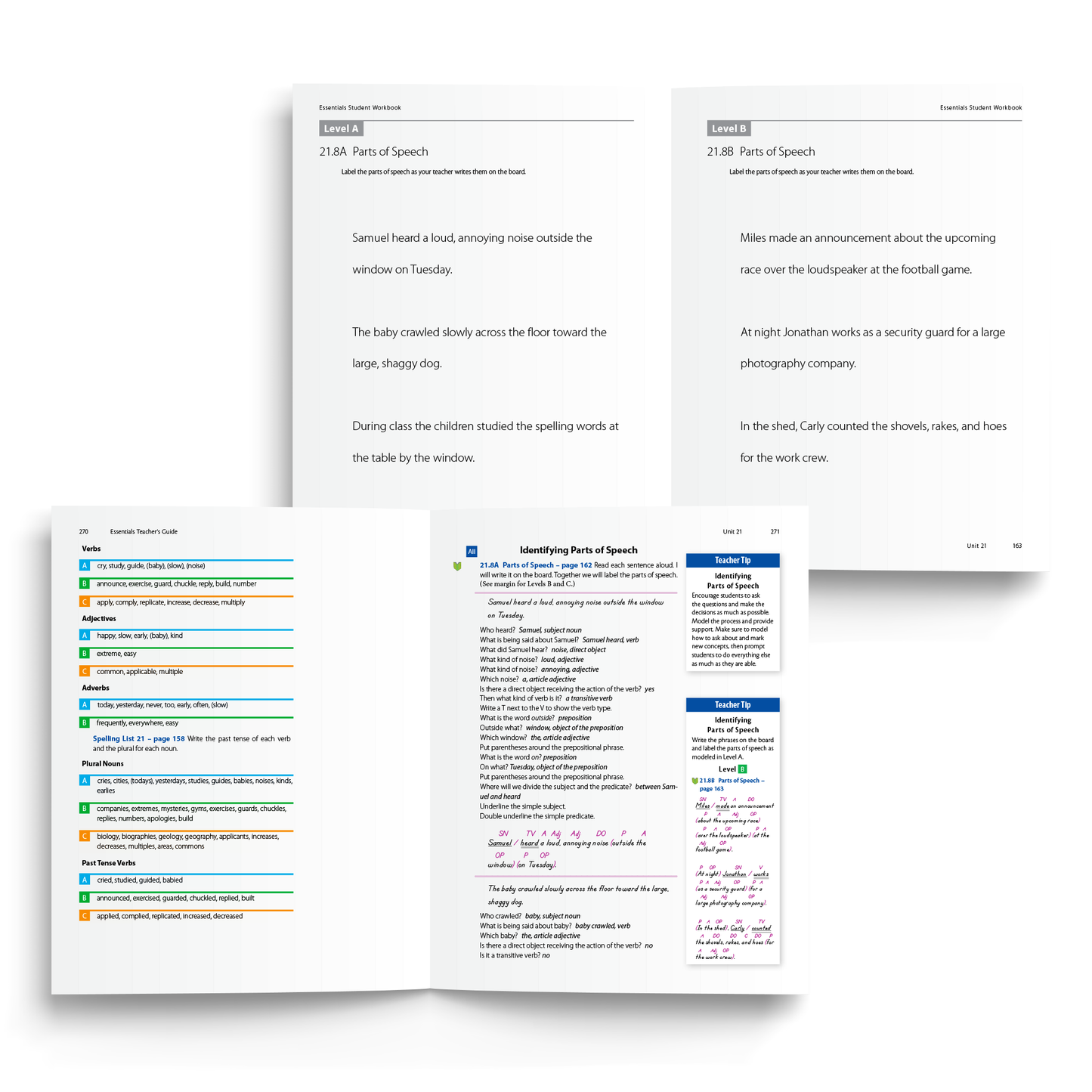 Sample of Teacher's Guide and Student Workbook for Essentials 16-22 - Parts of Speech