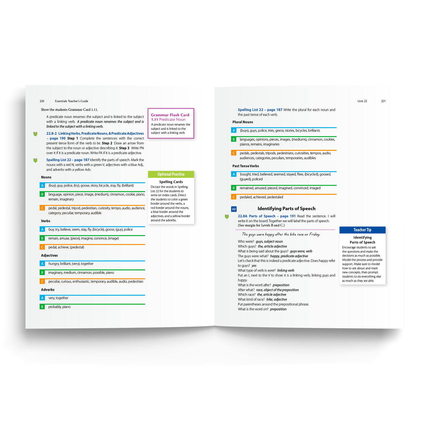 Sample of Teacher's Guide for Essentials 16-22 - Identifying Parts of Speech
