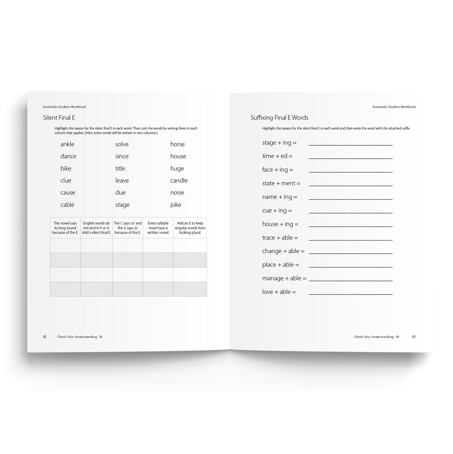 Sample of Student Workbook for Essentials Units 16-22 - Silent Final E