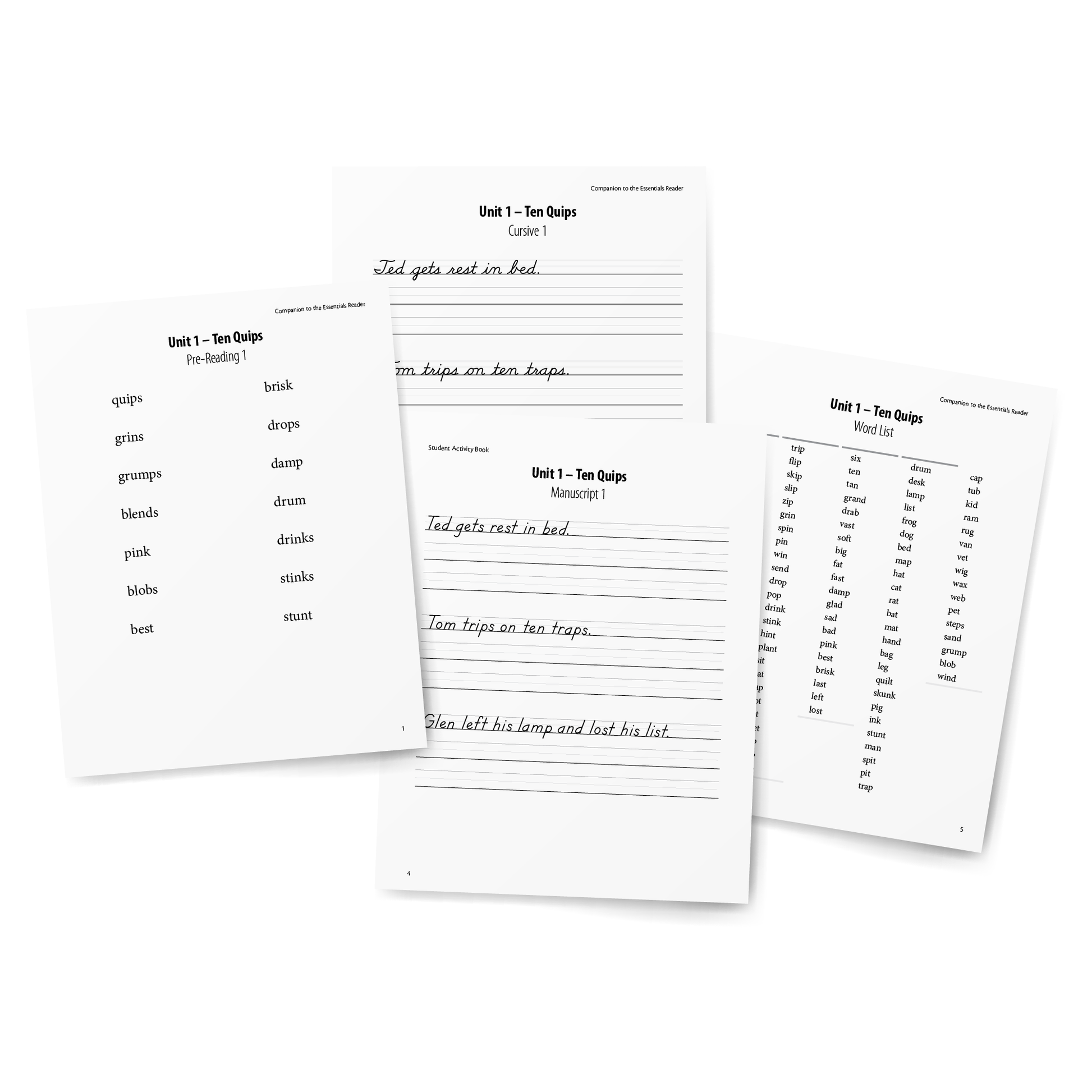 Sample of the Student Activity Book used with the Essentials Reader - Unit 1