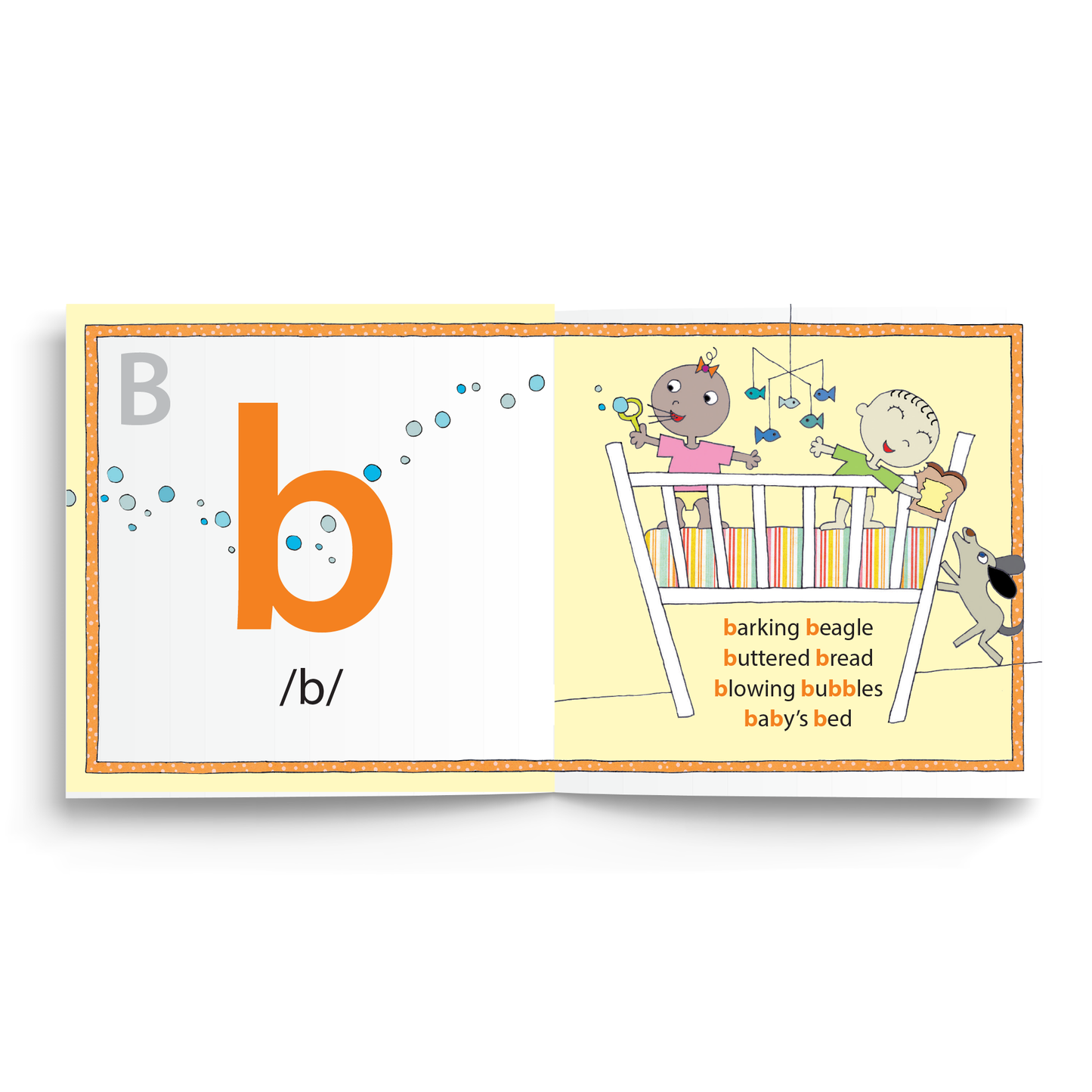 Sample page from Doodling Dragons: An ABC Book of Sounds - the sound of B