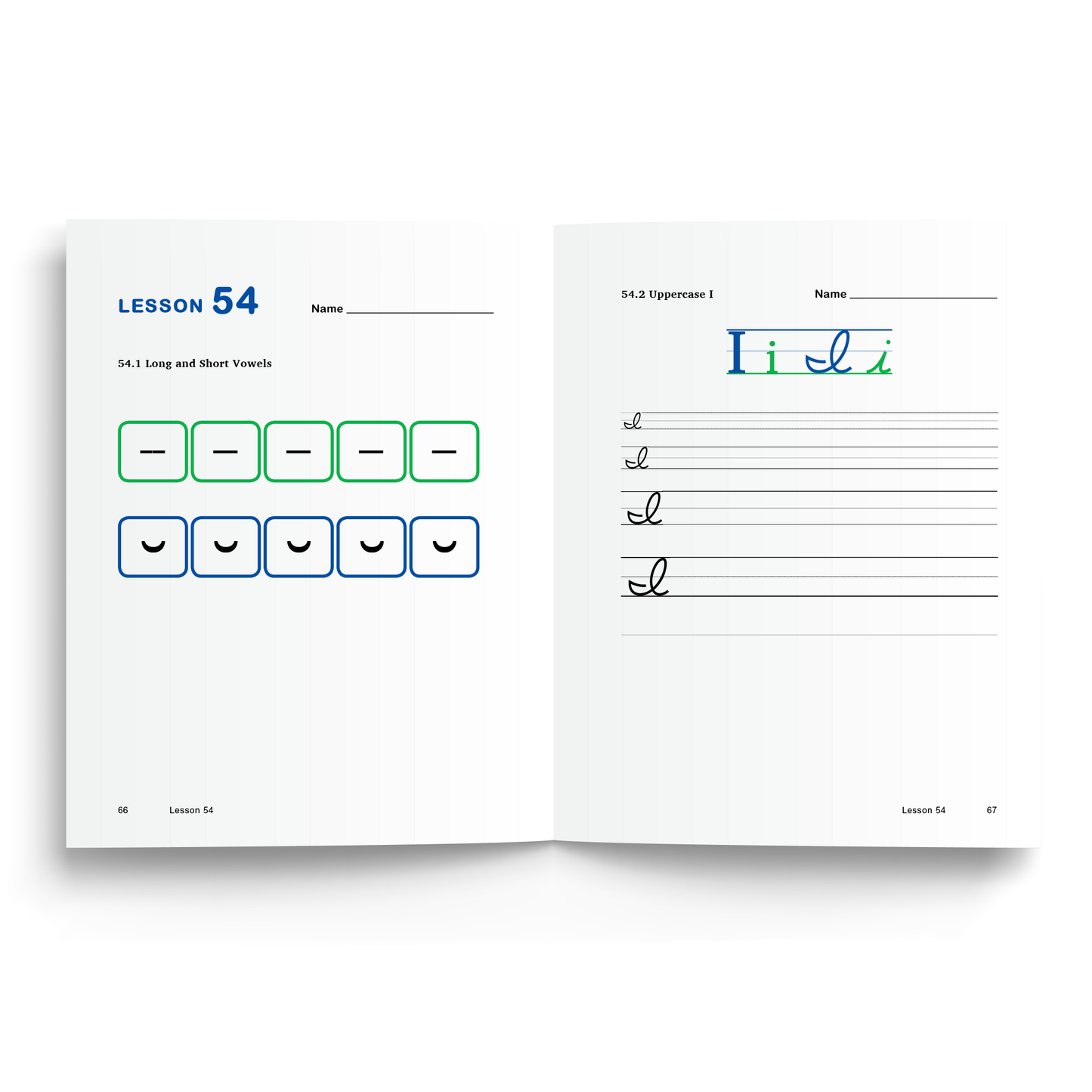Sample of Cursive Student Workbook - Uppercase I practice