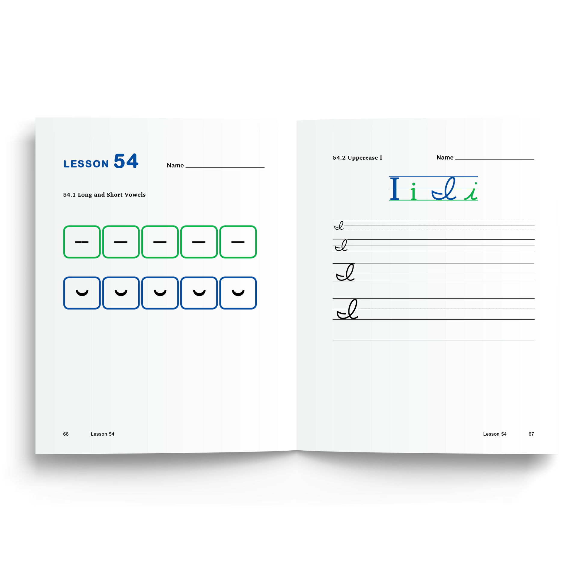 Sample of Cursive Student Workbook - Uppercase I practice