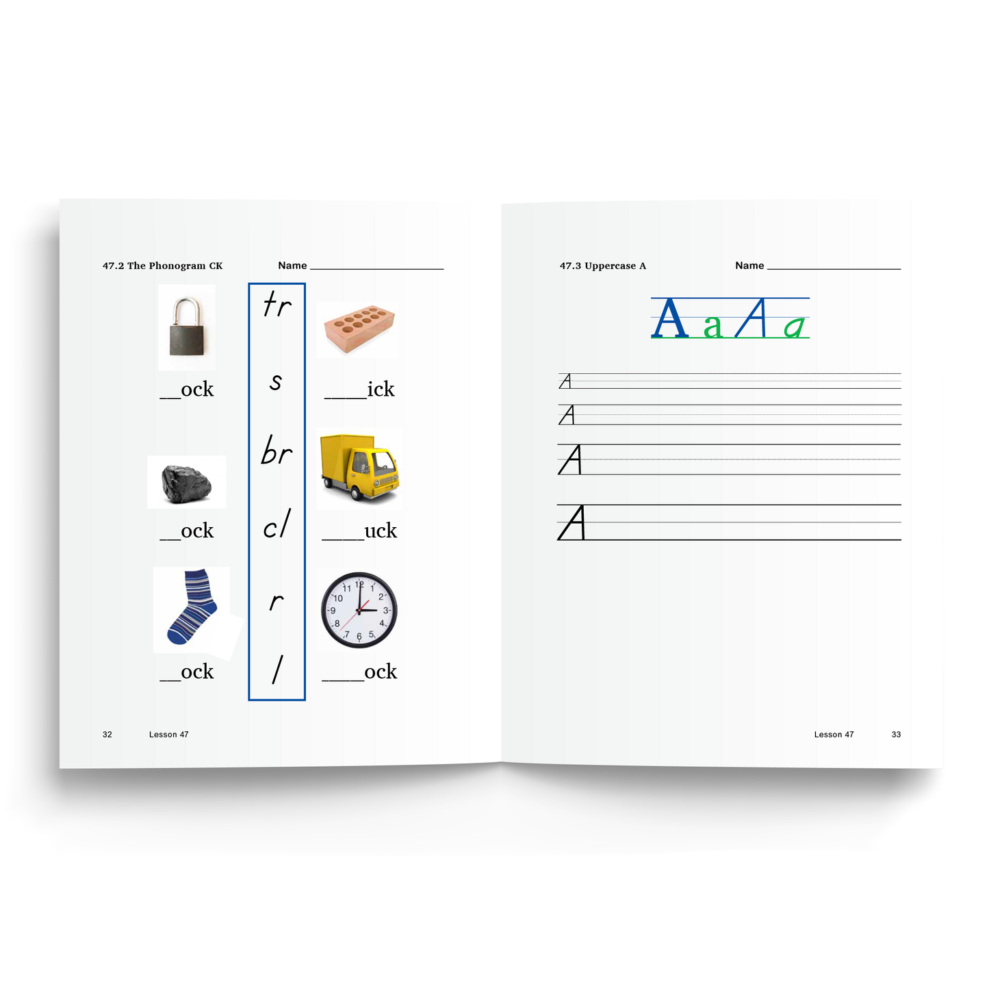 Sample of Manuscript Student Workbook - Uppercase A practice