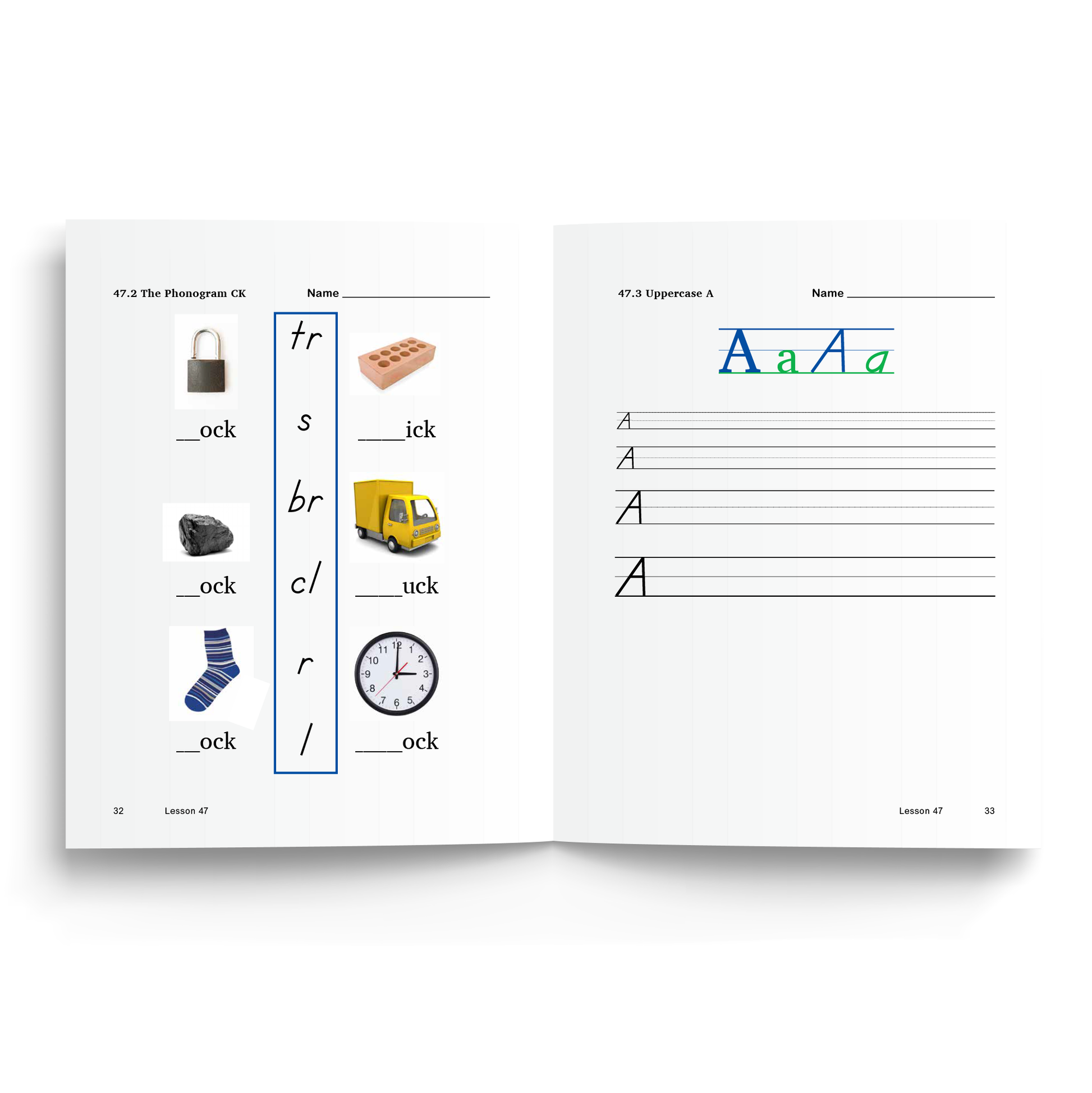 Sample of Manuscript Student Workbook - Uppercase A practice