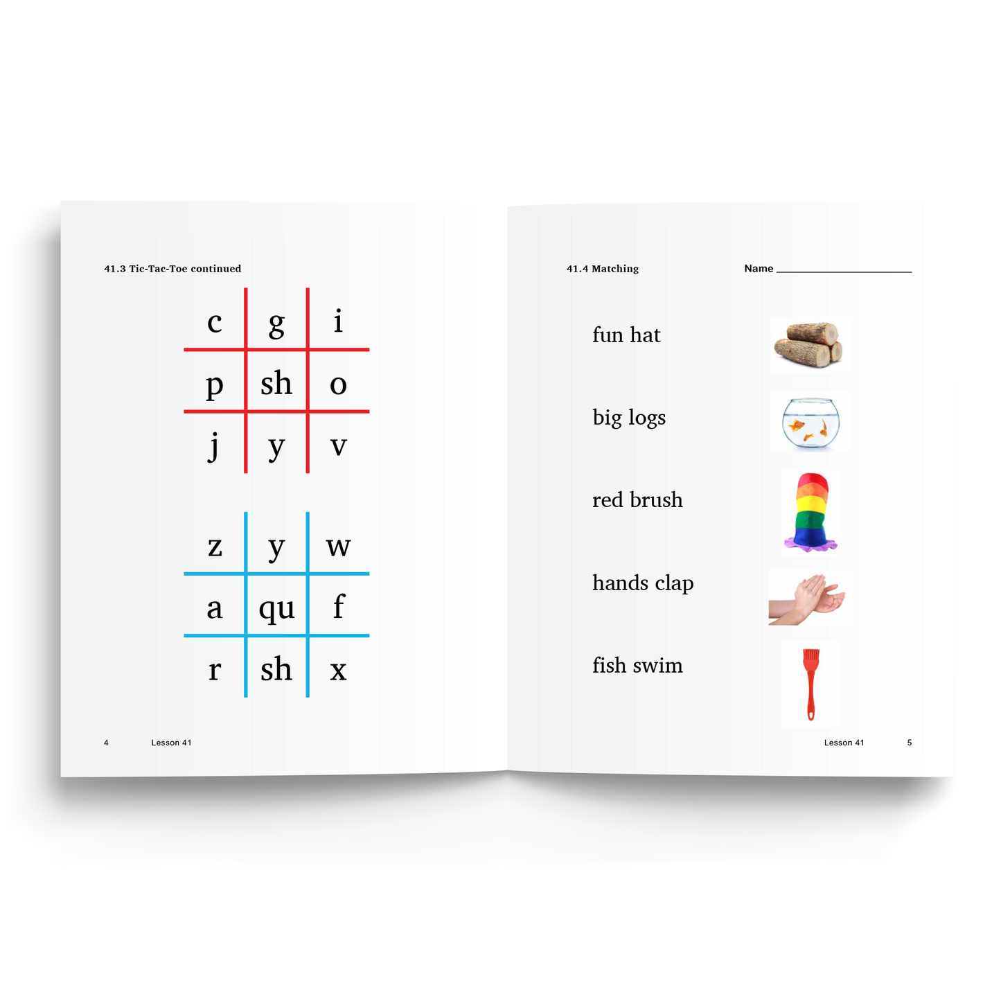 Sample of Student Workbook for Foundations B - Games and Matching Activities