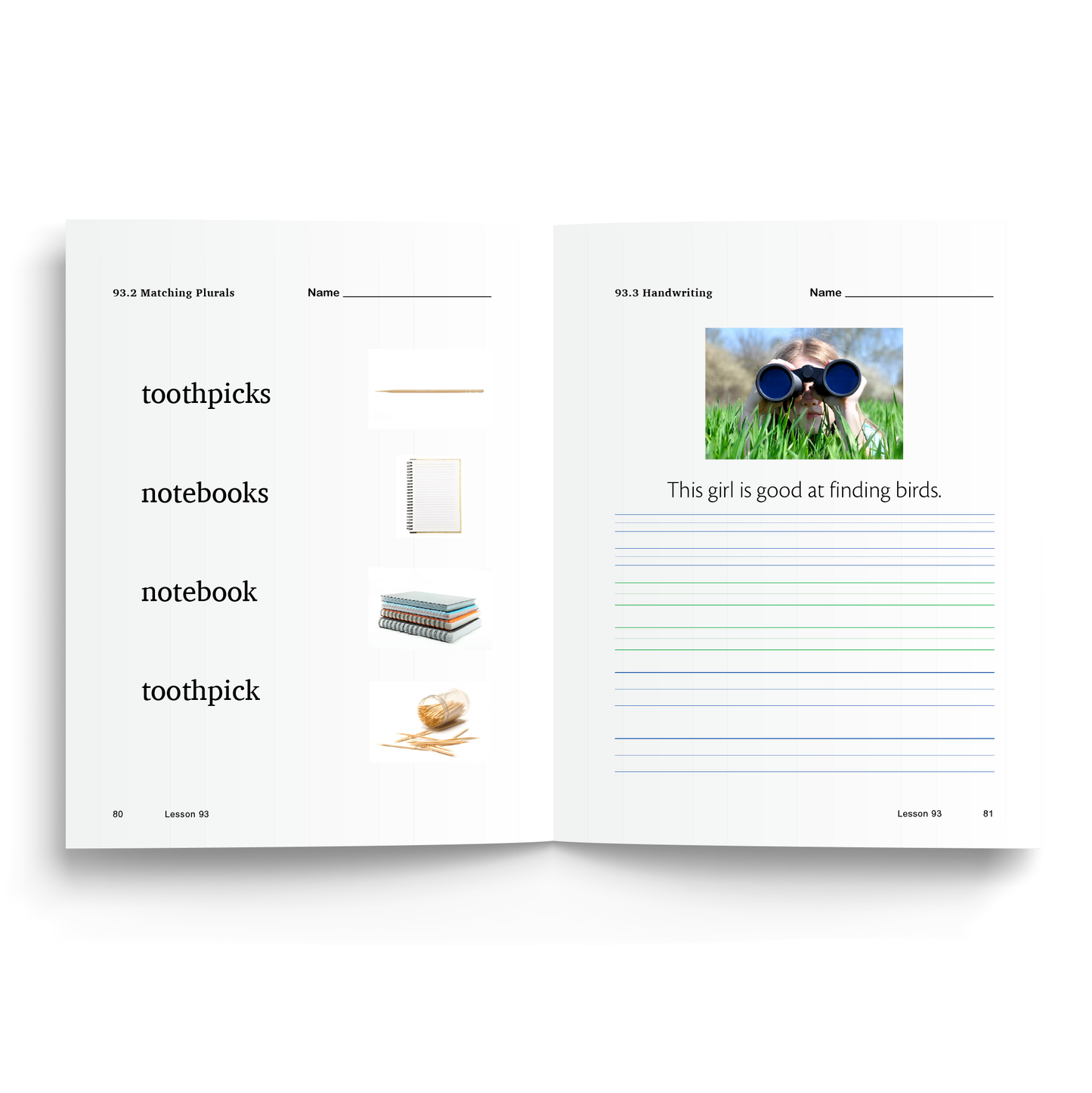 Sample of Student Workbook for Foundations C - Handwriting Practice