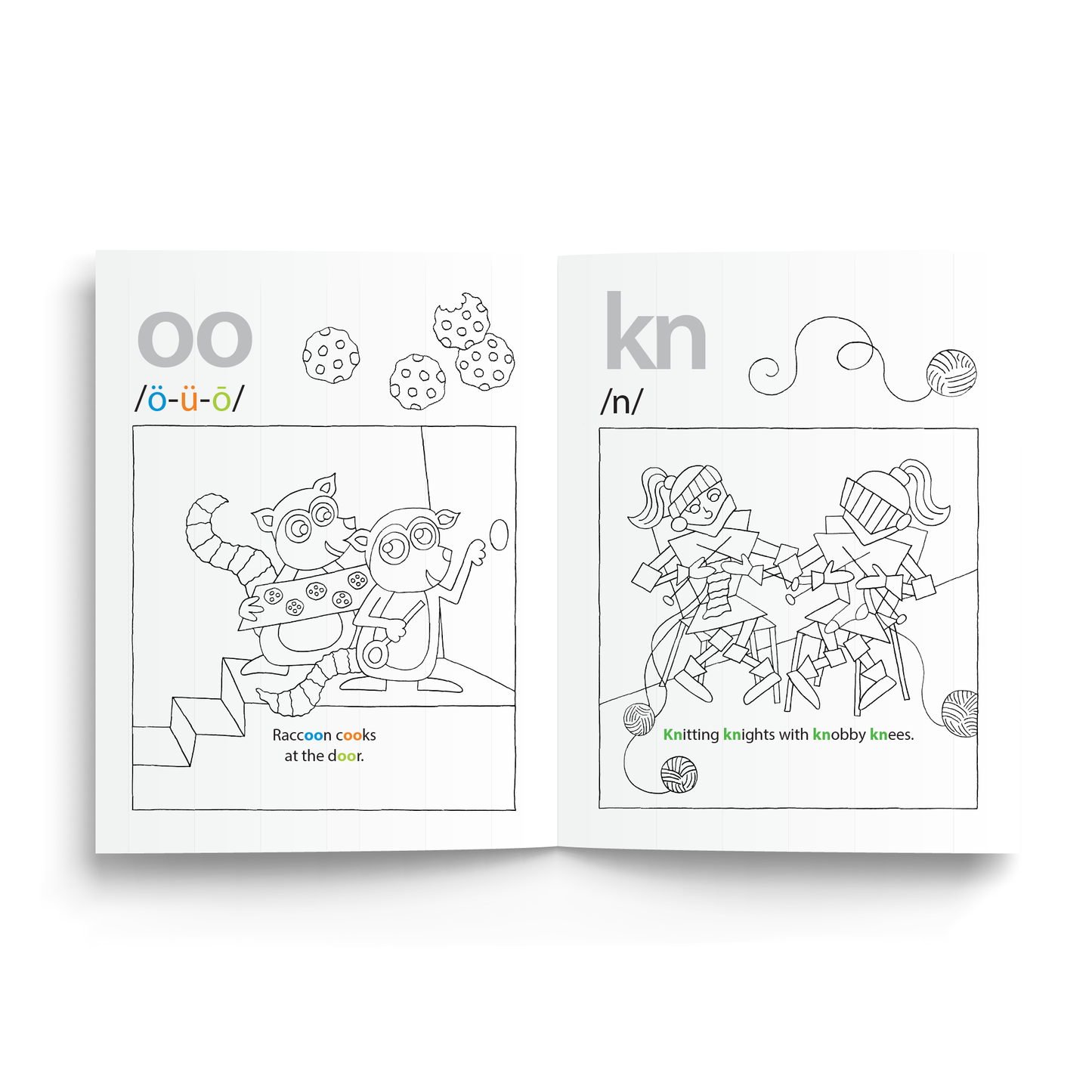 Sample of Knitting Knights Phonogram Coloring Book - the sounds of OO, KN