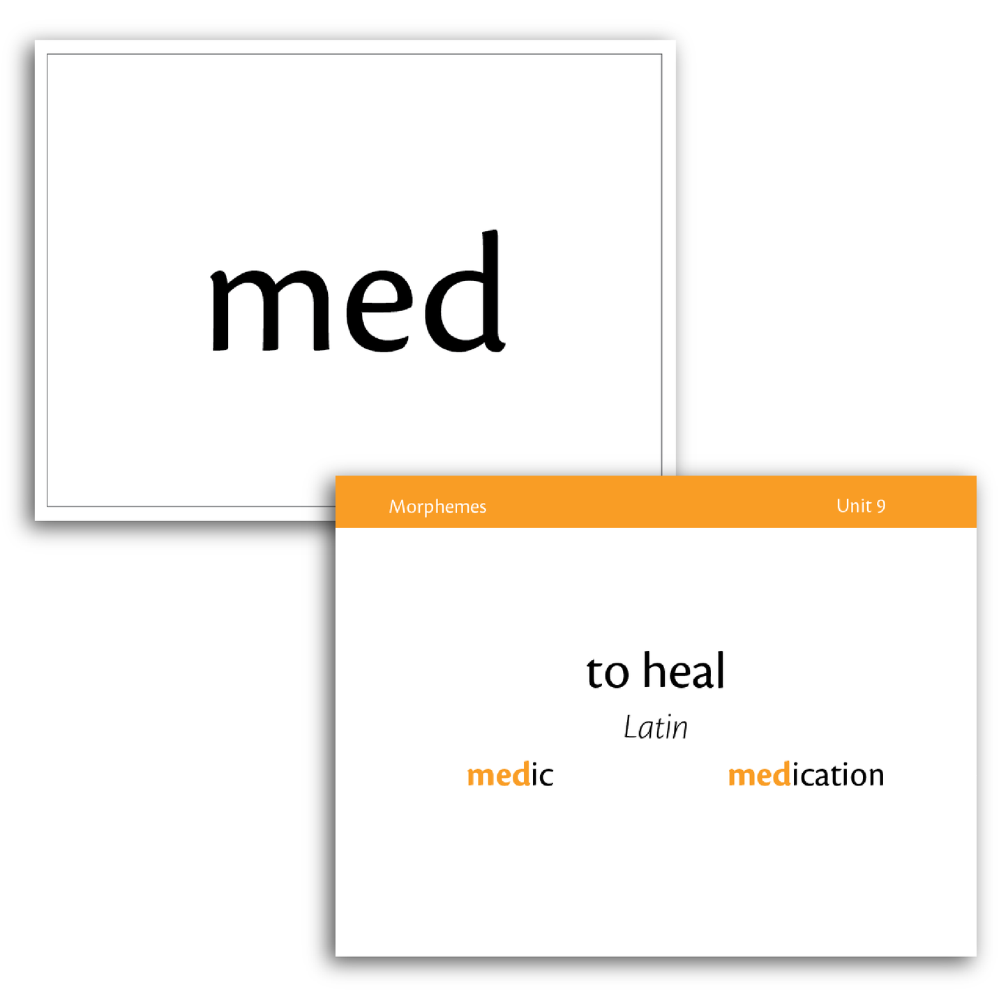 Sample of Level C Morpheme Flash Cards for Essentials Units 8-15 - med
