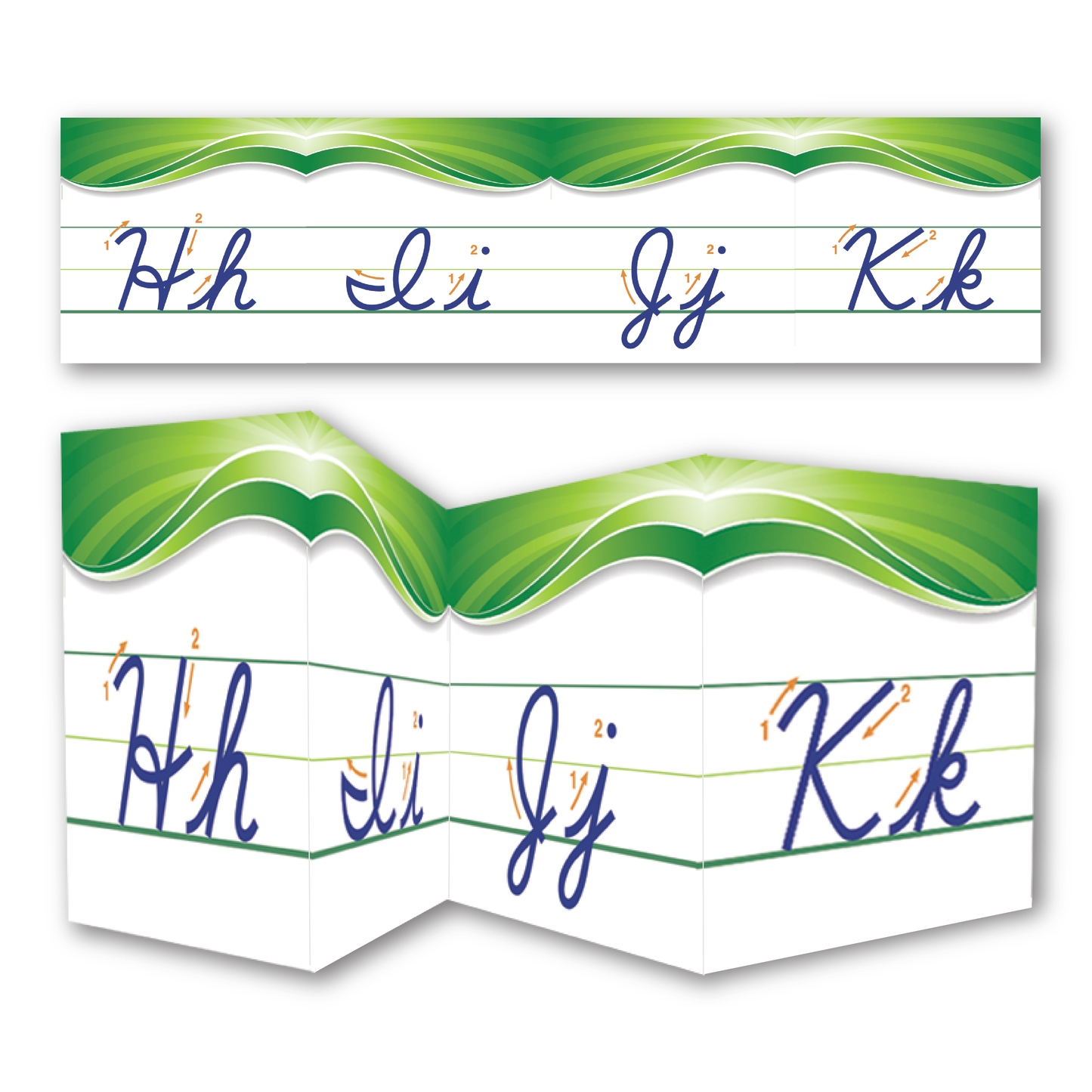 Sample of Rhythm of Handwriting Cursive Wall Strip - perforated strip of the Hh, Ii, Jj, and Kk