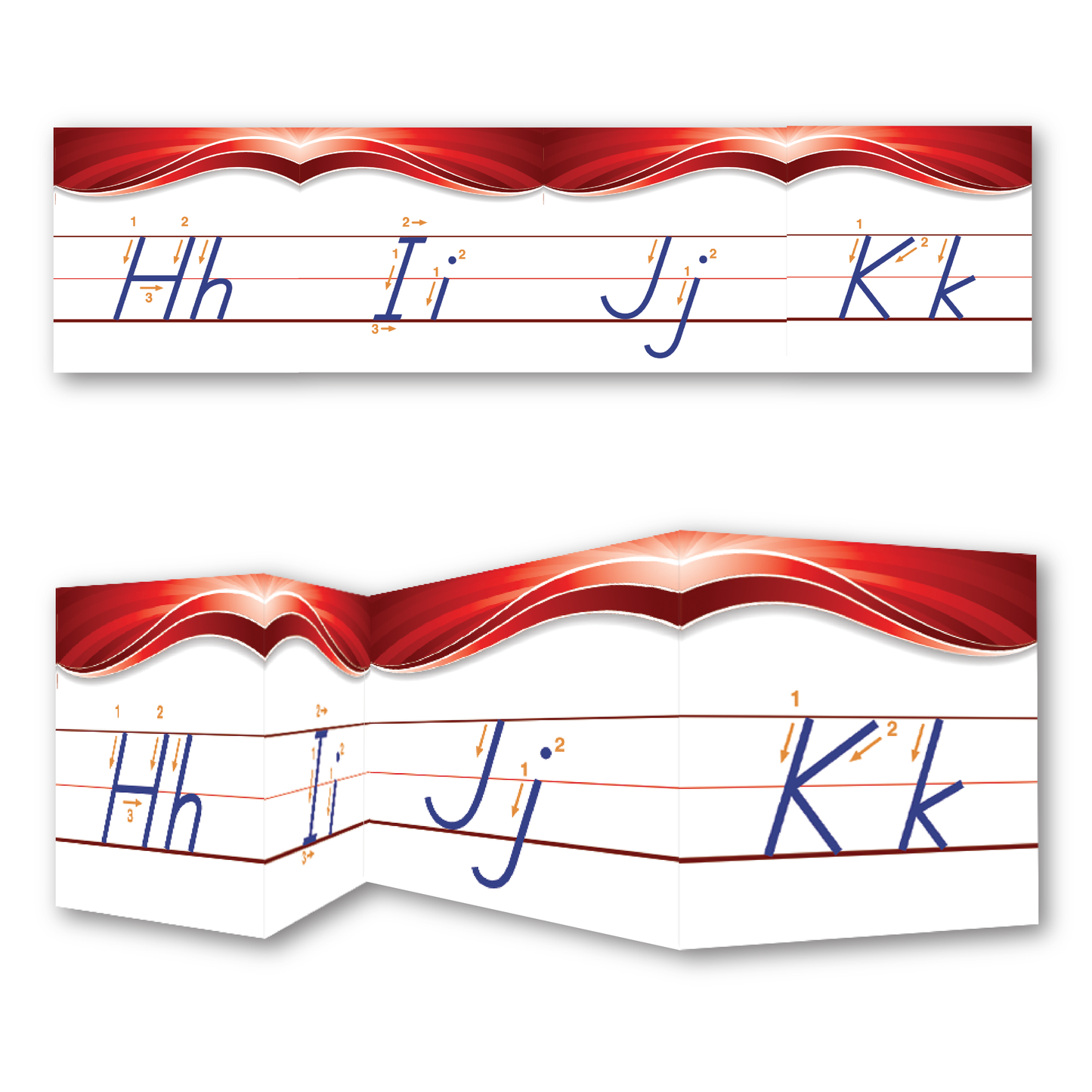 Sample of Rhythm of Handwriting Manuscript Wall Strip - perforated strip of the Hh, Ii, Jj, and Kk