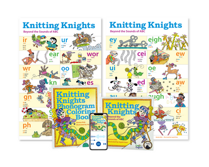 knitting knights posters, book, coloring book and songs