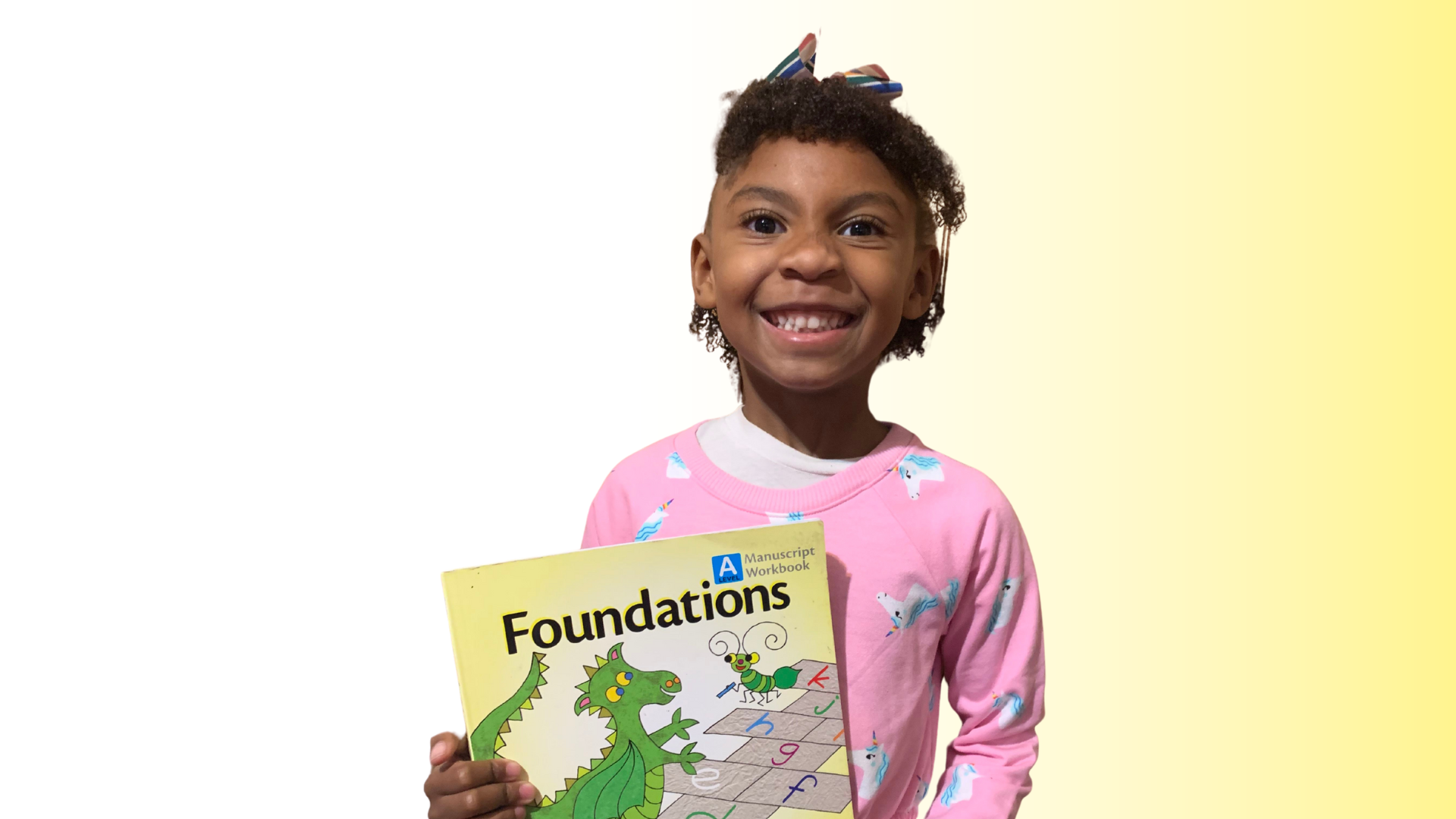 student with Foundations workbook