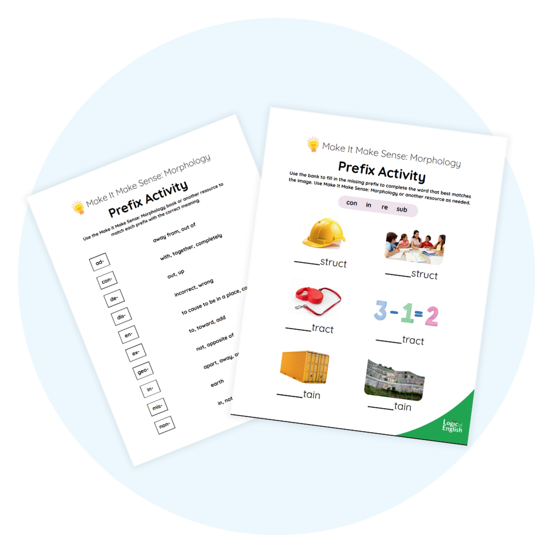 A preview of prefix activity worksheets