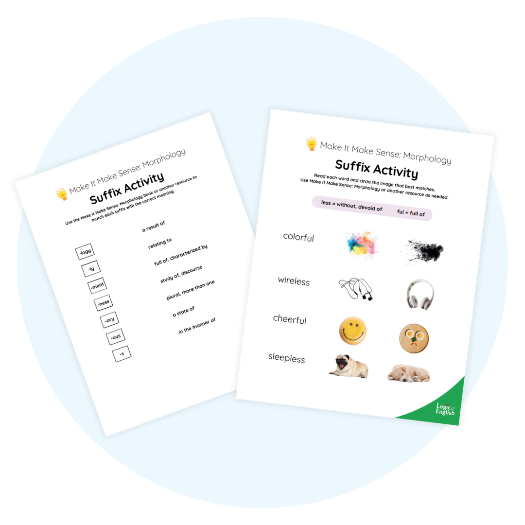 A preview of suffix activity worksheets