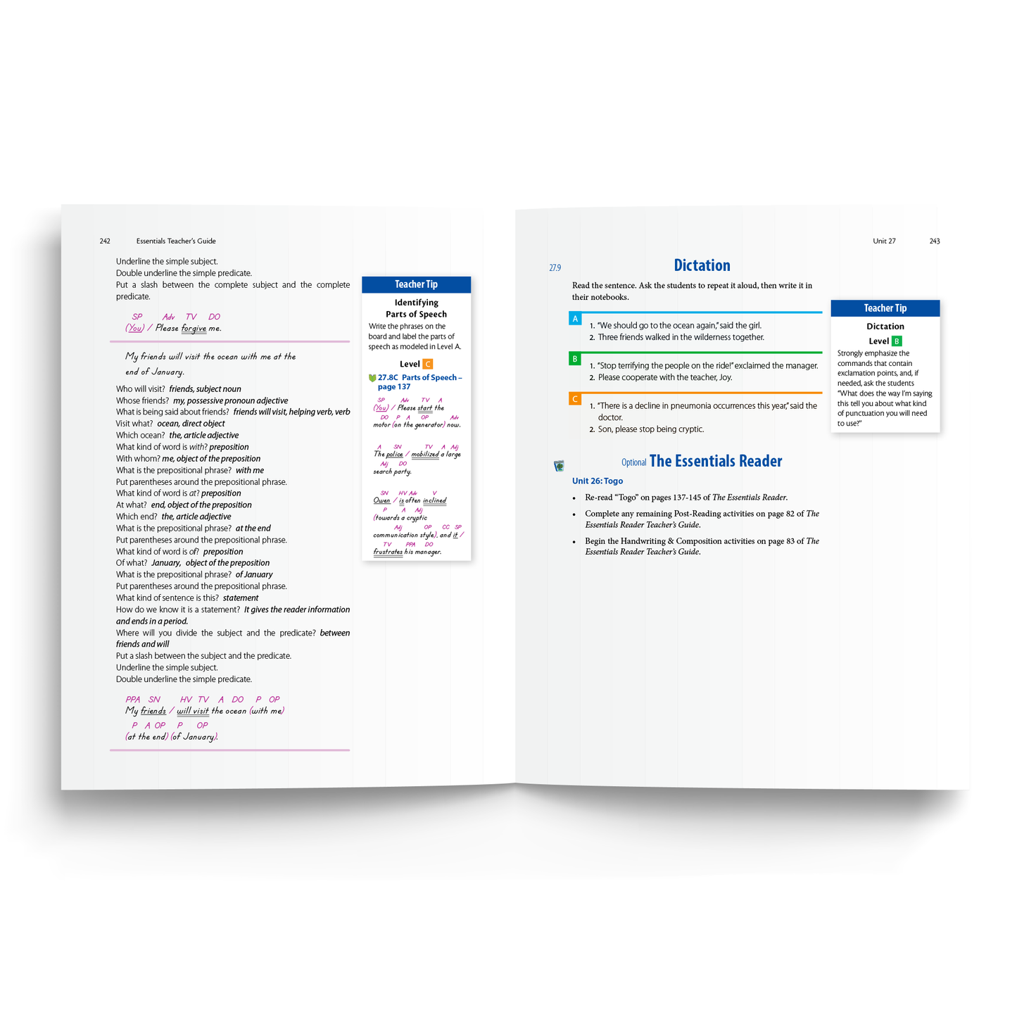 Sample of Teacher's Guide for Essentials Units 23-30 - Dictation