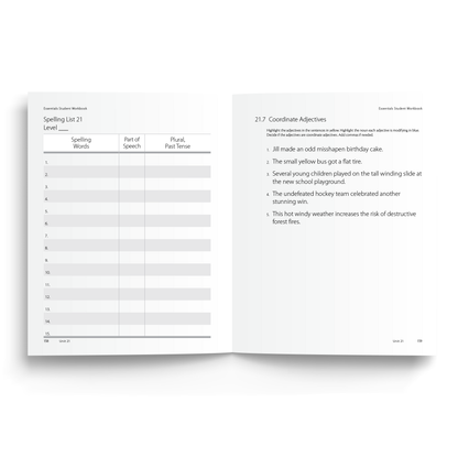 Sample of Student Workbook for Essentials Units 16-22 - Spelling List