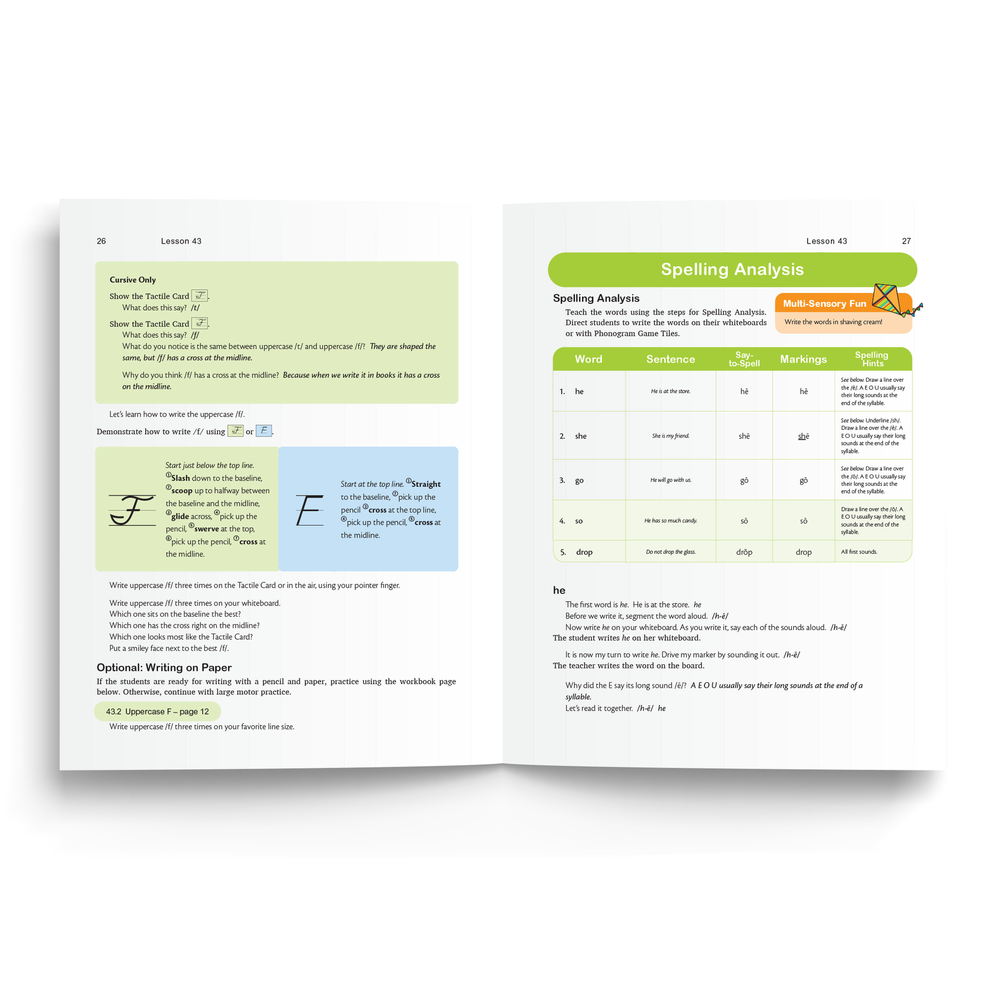 Sample of Teacher's Manual for Foundations B - Spelling Analysis