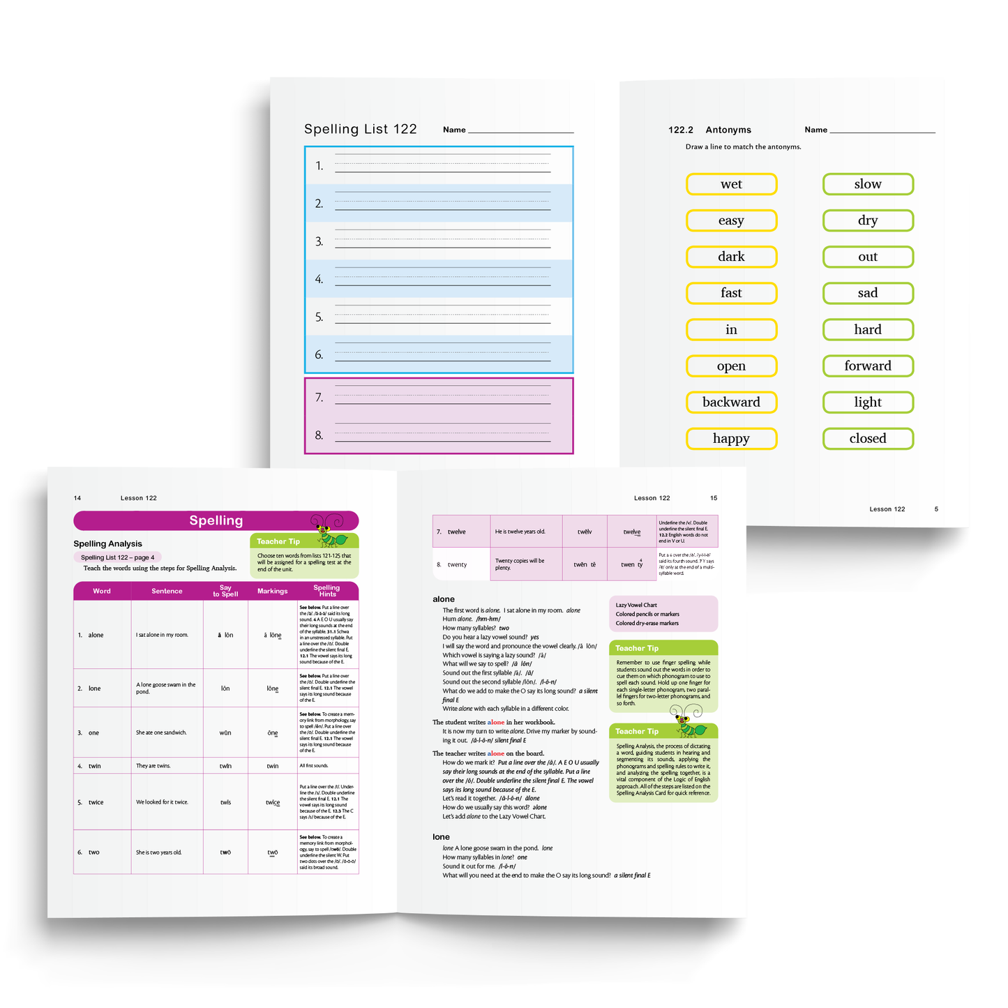 Sample of Teacher's Manual and Student Workbook for Foundations D - Spelling Analysis