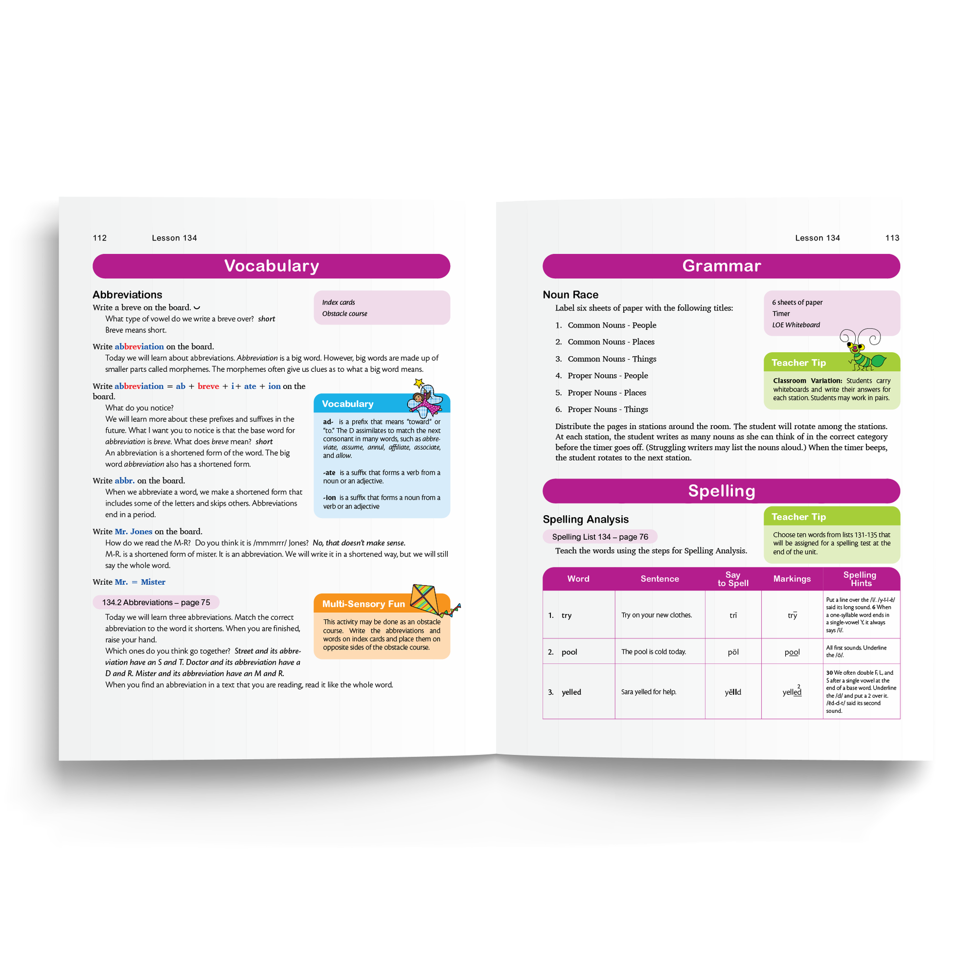 Sample of Teacher's Manual for Foundations D - Vocabulary, Grammar