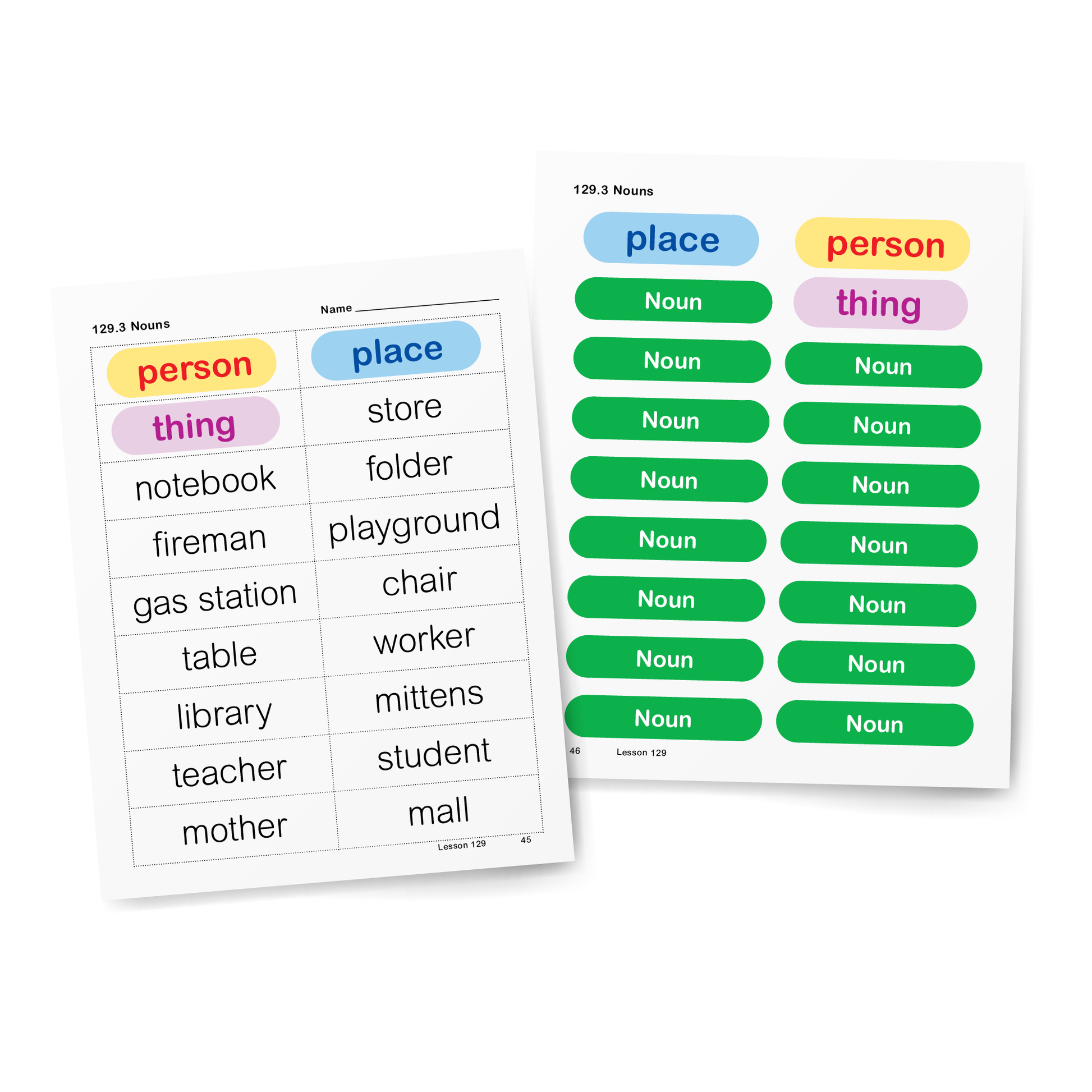 Sample of Student Workbook for Foundations D - Nouns Practice Activity
