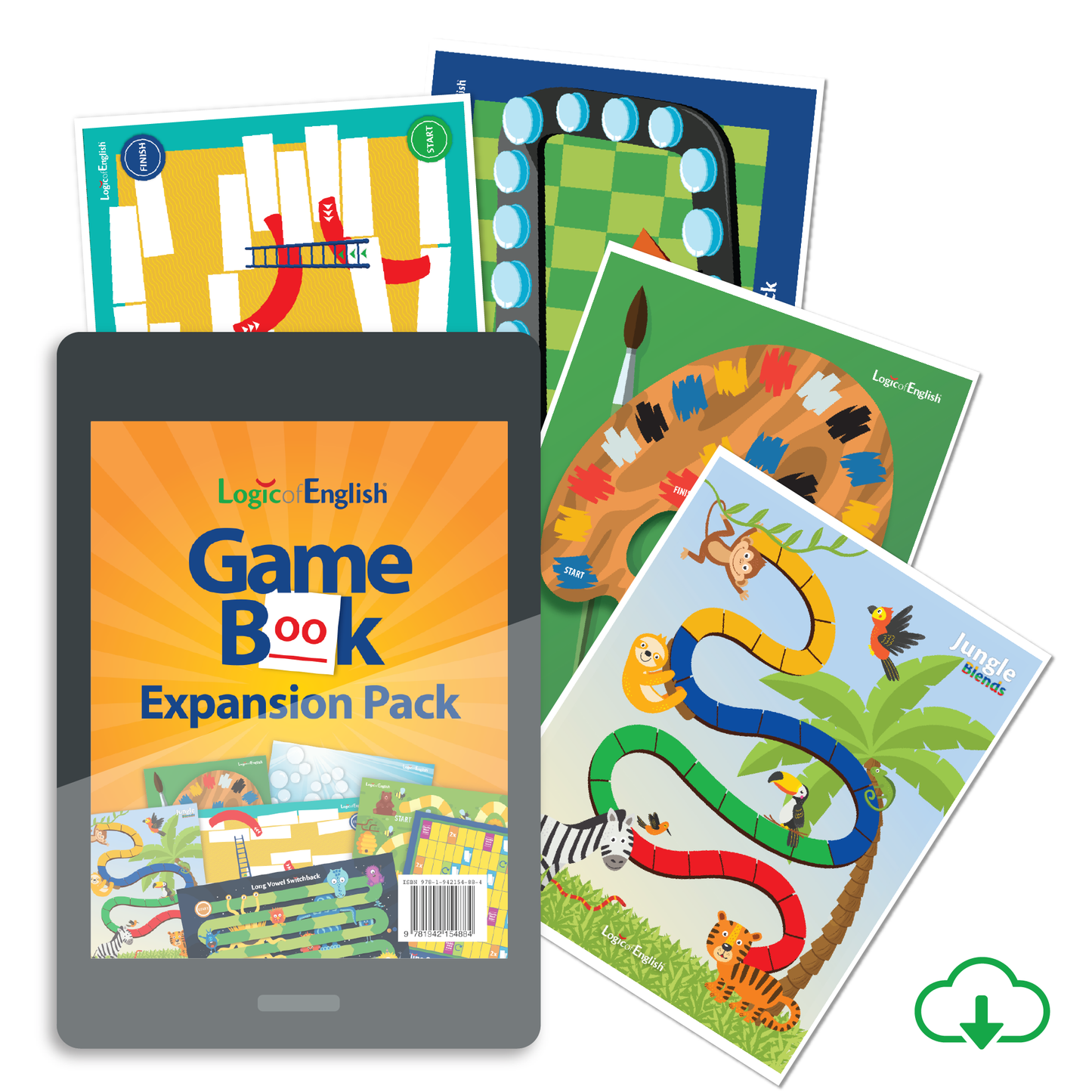 Logic of English® Game Book Expansion Pack of 8 colorful game boards - PDF Download