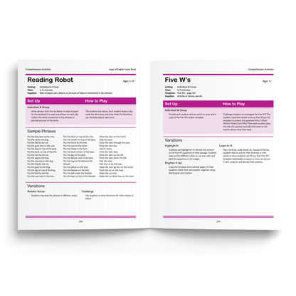 Sample of Game Book - Comprehension Activities