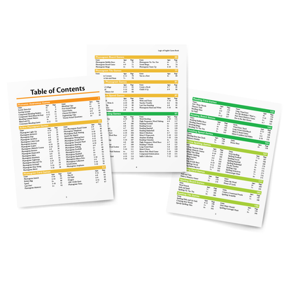 Sample of Game Book - Color-coded Table of Contens