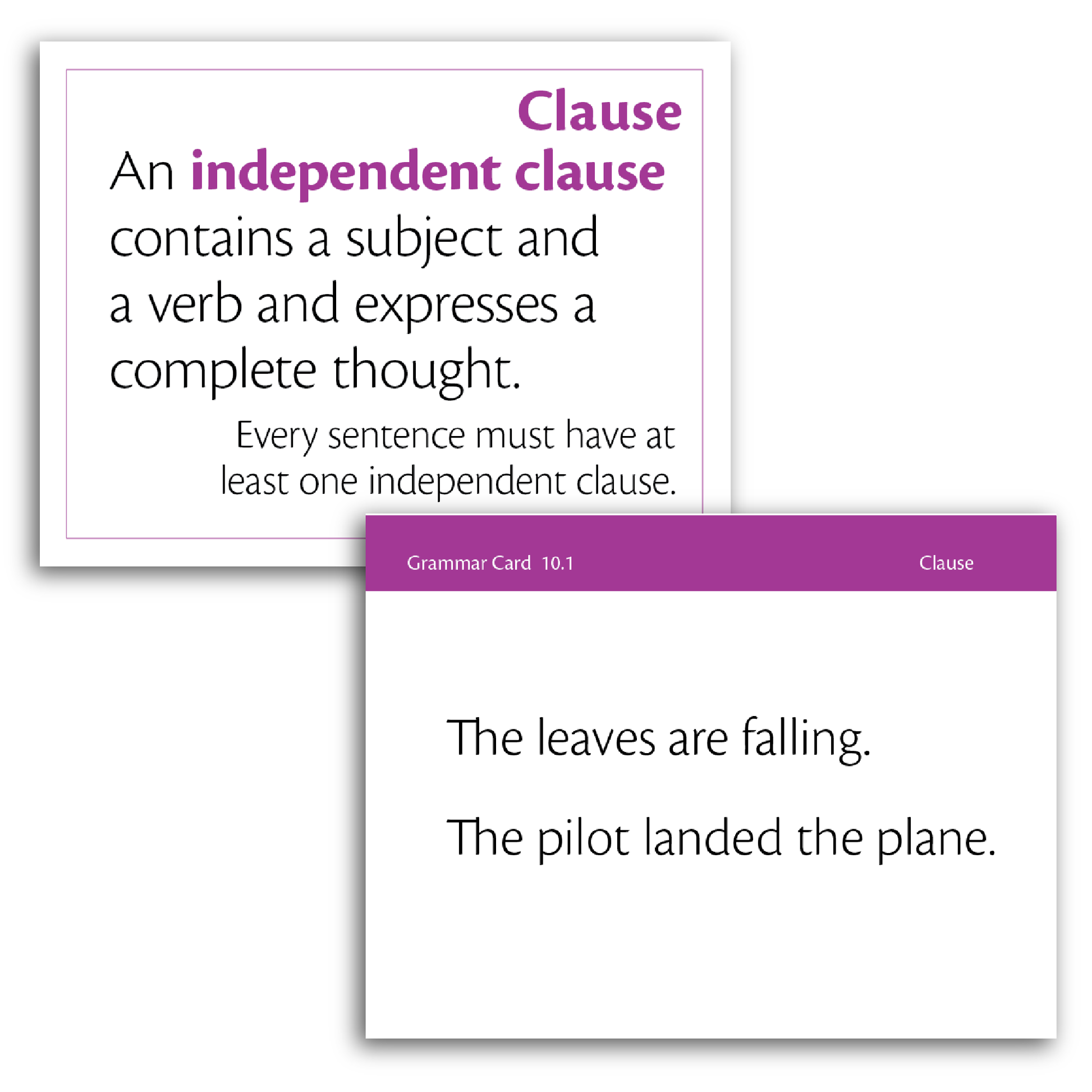 Sample of Grammar Flash Cards - Clause definition and examples