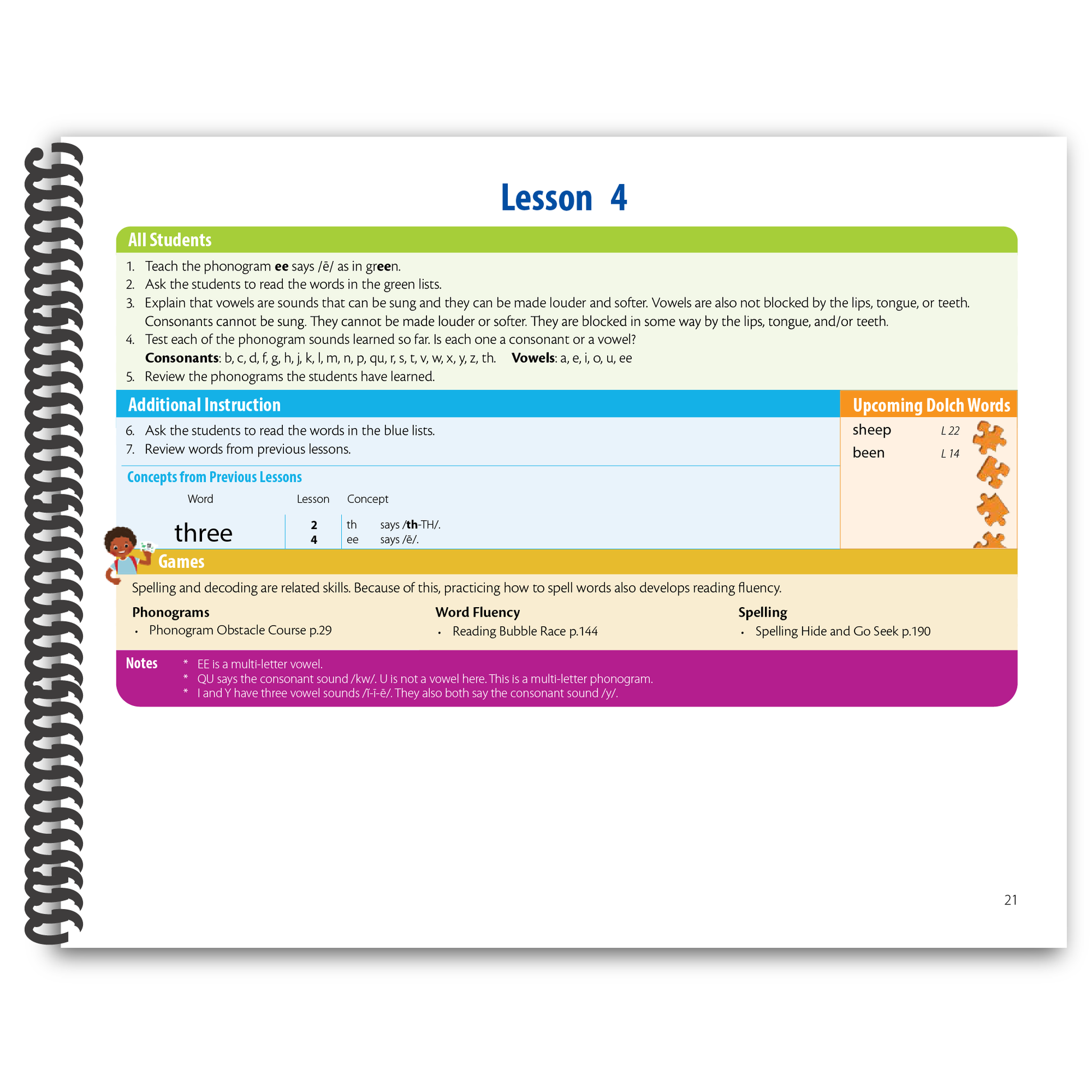 Sample of Sounding Out the Sight Words - Teacher's Side Lesson 4